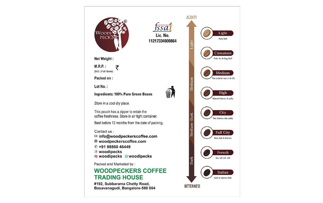 Woodi Peck's Green Coffee Beans, Chikmagalur   Box  200 grams